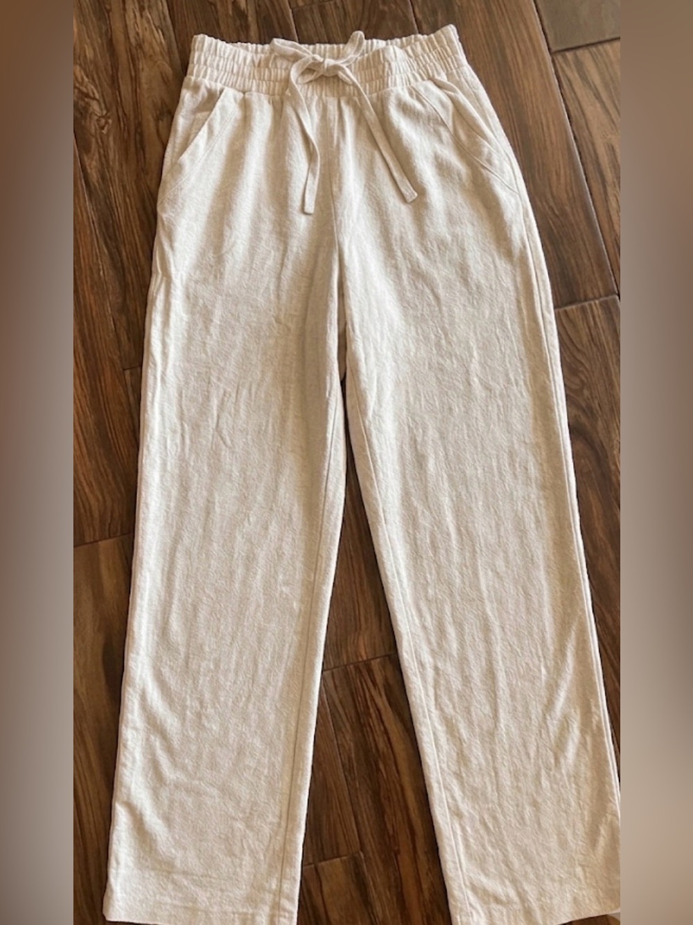 Women’s Linen pants- Sienna Sky large Drawstring Pants in Light Beige